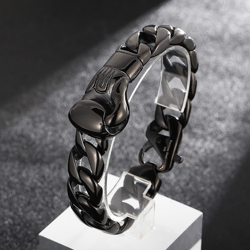Men Accessories Bd - Kalen Gothic Fist Pattern Bracelet Shiny