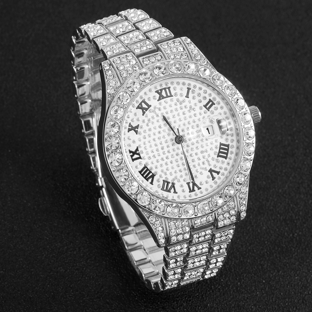 1 Hip-hop Full Diamond Silver  - Quality Men'S Accessories reseña y precio