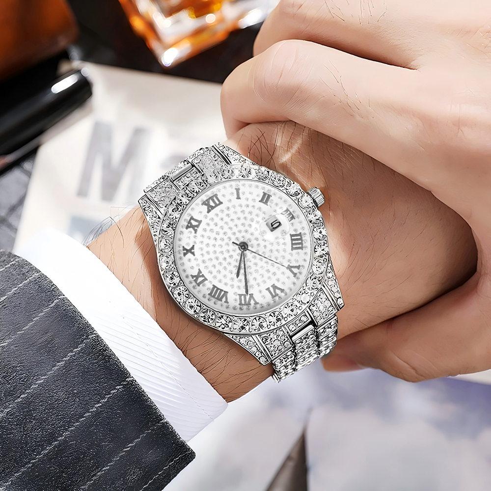 1 Hip-hop Full Diamond Silver  - Quality Men'S Accessories reseña y precio